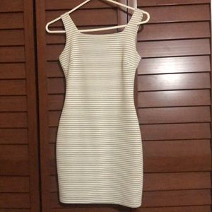 White & beige form fitting dress